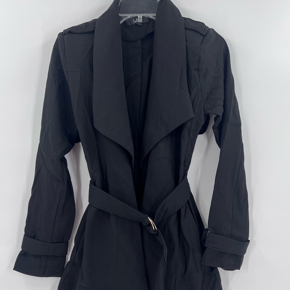 Lulus Winnipeg Black Trench coat black new XS - Picture 4 of 8